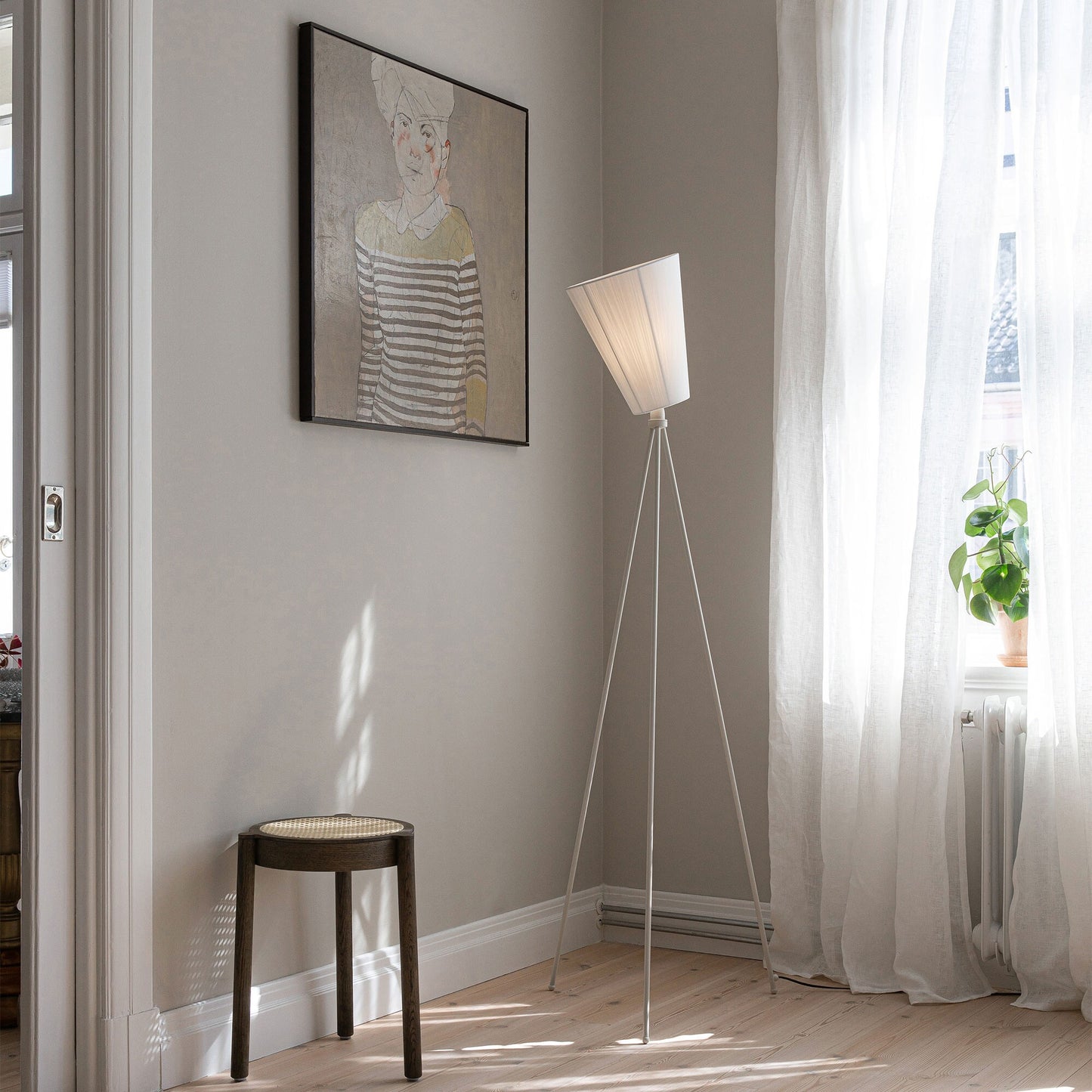 Northern Oslo Wood Floor Lamp White Base